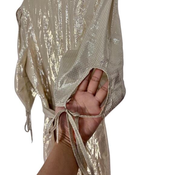 Alice McCall Astral Plane Cap Sleeve Metallic Gold Mini Dress Size 6 $475 - Picture 15 of 16